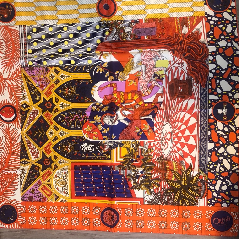 Vibrant Multi-Color Decorative Silk Scarf – Bohemian Pattern NWOT